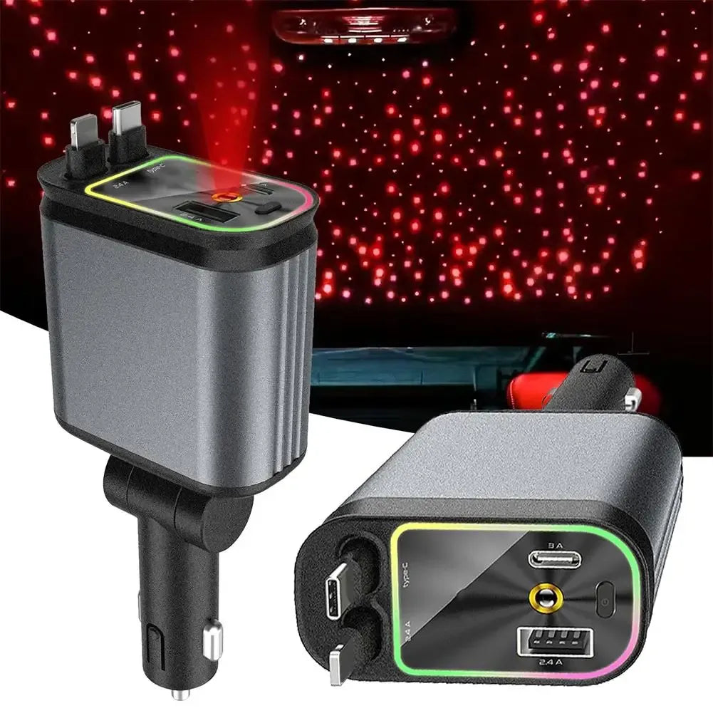 HappyGift® - Cargador De Carro 4 En 1 Con Luces Led