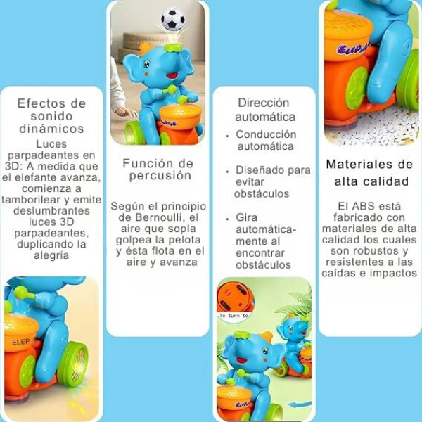Elefante Musical Con Tambor Y Bola Flotante l HappyGift®