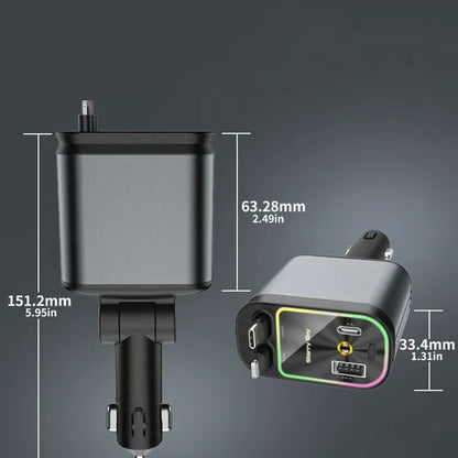 HappyGift® - Cargador De Carro 4 En 1 Con Luces Led