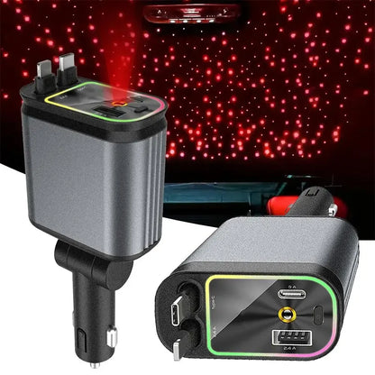HappyGift® - Cargador De Carro 4 En 1 Con Luces Led