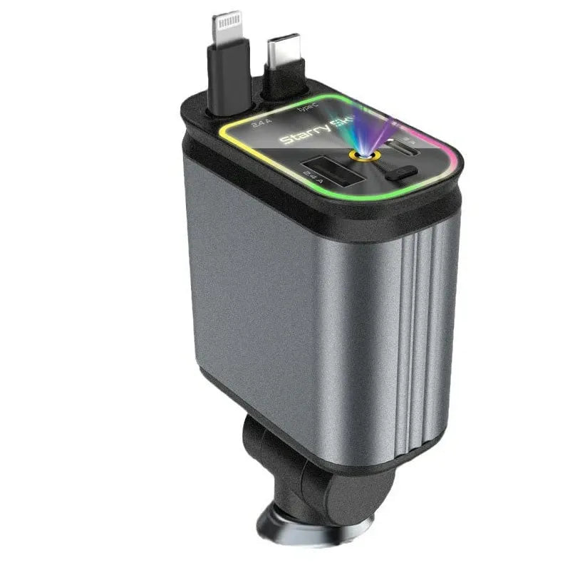 HappyGift® - Cargador De Carro 4 En 1 Con Luces Led